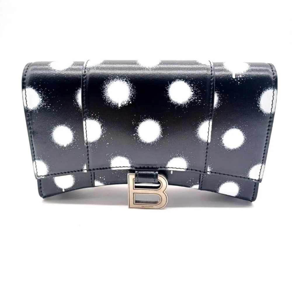 Balenciaga Hourglass Polka Dot Wallet With Chain Bag